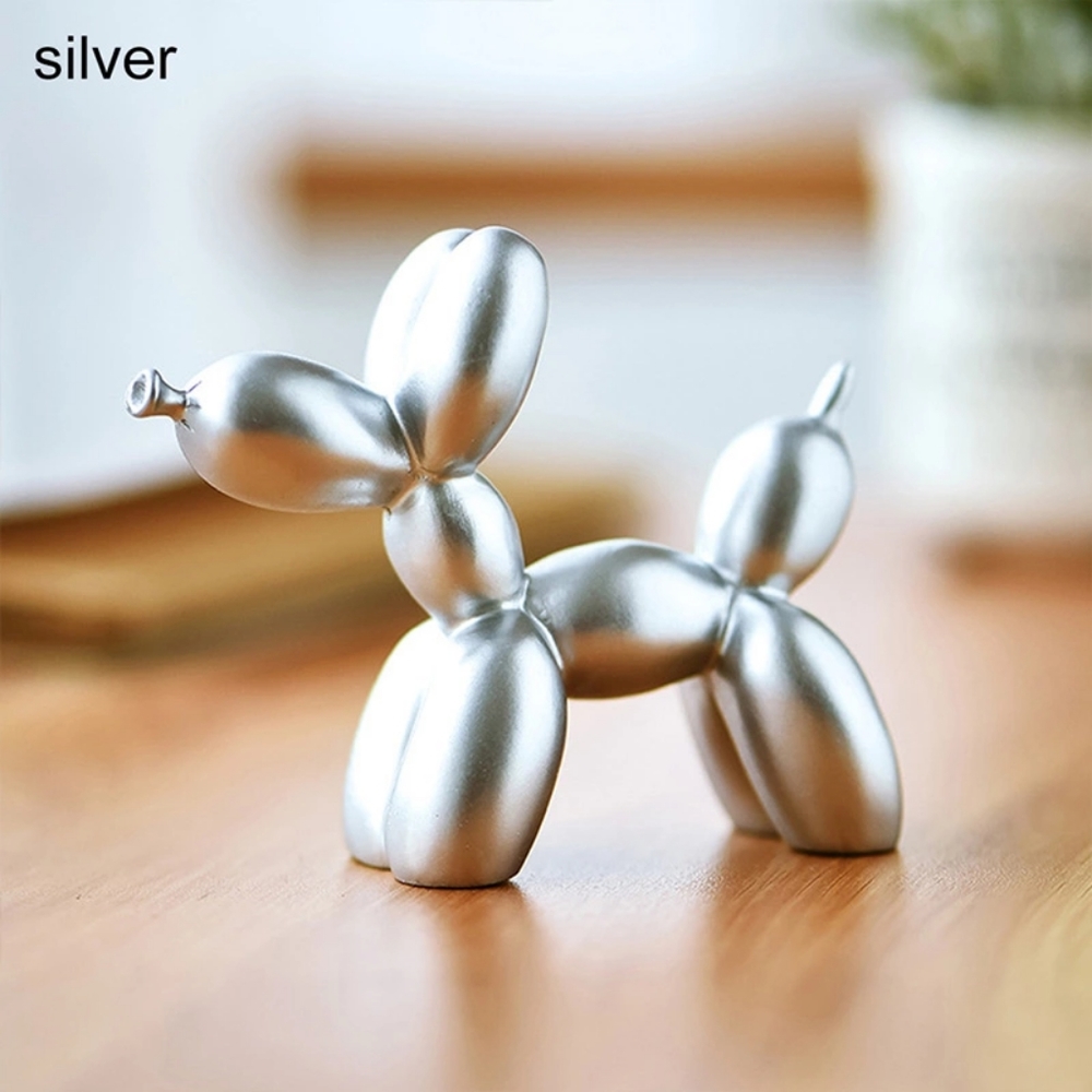 Silver Miniature Resin Dog Decor
